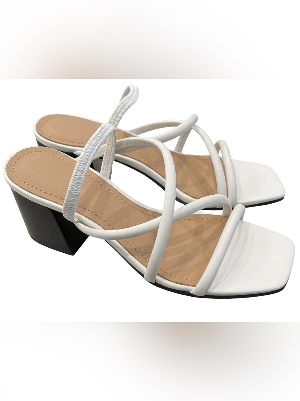 Lisa Vicky ILLUME-V White Sheep Nappa Block Heel Sandals - Size 7.5 M NIB